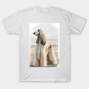 Afghan Hound at the Beach Watercolor T-Shirt